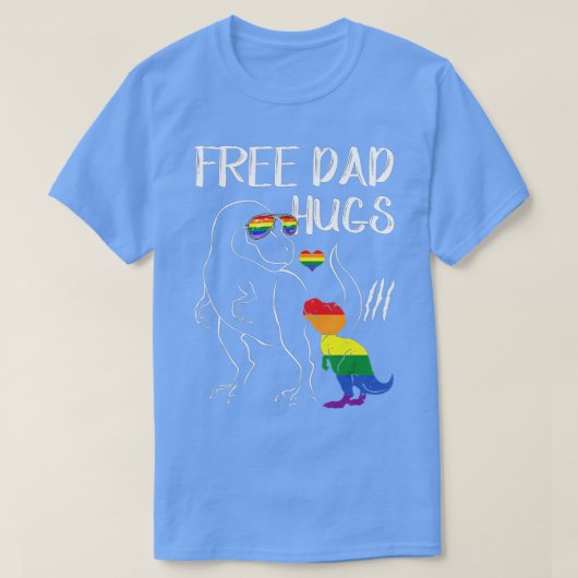 Free Dad Hugs LGBT Pride Dad Dinosaur Rex  Gift  Tシャツ (デザイン正面)