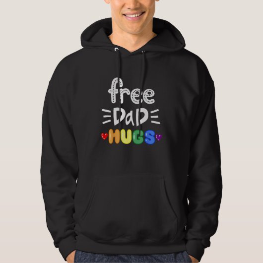 Free Dad Hugs LGBTQ Pride Rainbow Lesbian Gay Bi T パーカ (正面)
