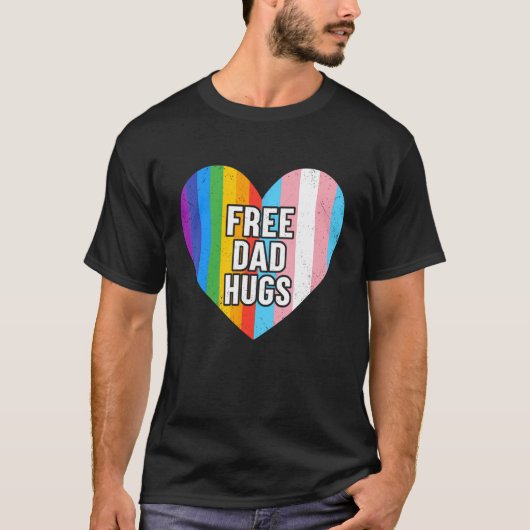 Free Dad Hugs Rainbow Heart Lgbt Pride Month Tシャツ (正面)