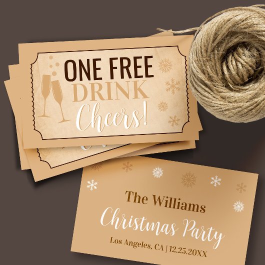 Free Drink Retro Winter Party Card or Ticket 割引カード
