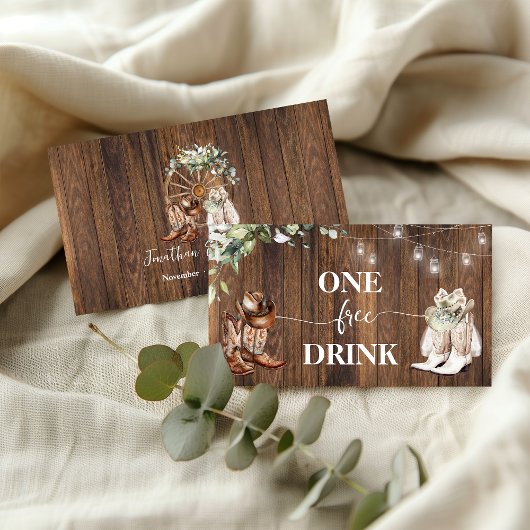Free Drink Western Cowboy Boots Party Card Ticket 割引カード
