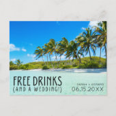 Free Drinksビーチ結婚式保存日 案内ポストカード (正面)