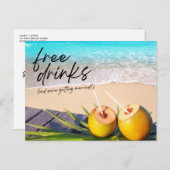 Free Drinksビーチ結婚式保存日 案内ポストカード (正面/裏面)