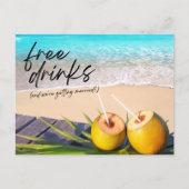 Free Drinksビーチ結婚式保存日 案内ポストカード (正面)