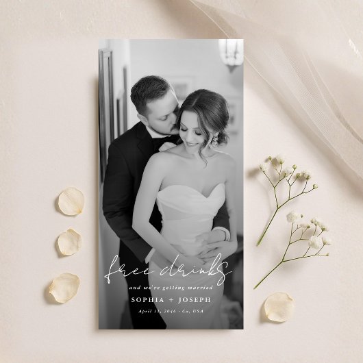 Free Drinks | Minimalist Bookmark Wedding Photo セーブザデート