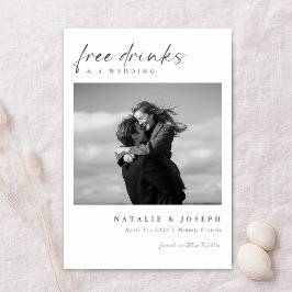 Free Drinks | Minimalist Romantic Photo Wedding セーブザデート