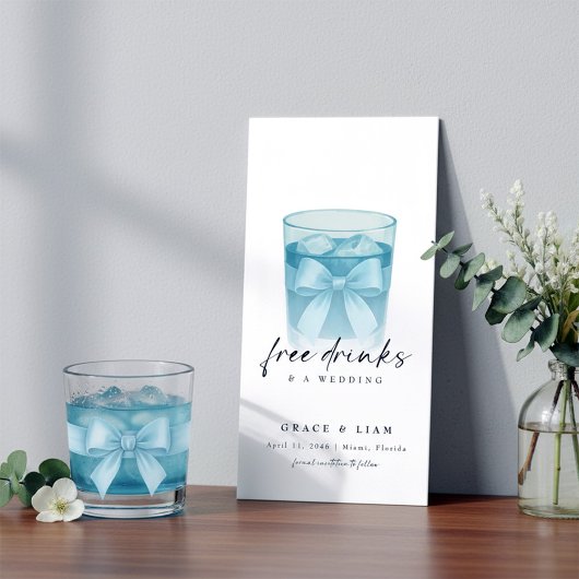 Free Drinks Modern Bow Glass Trendy Bookmark セーブザデート