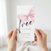 Free Drinks Pink Bow Modern Wedding Save the Date セーブザデート
