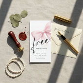Free Drinks Pink Bow Modern Wedding Save the Date セーブザデート