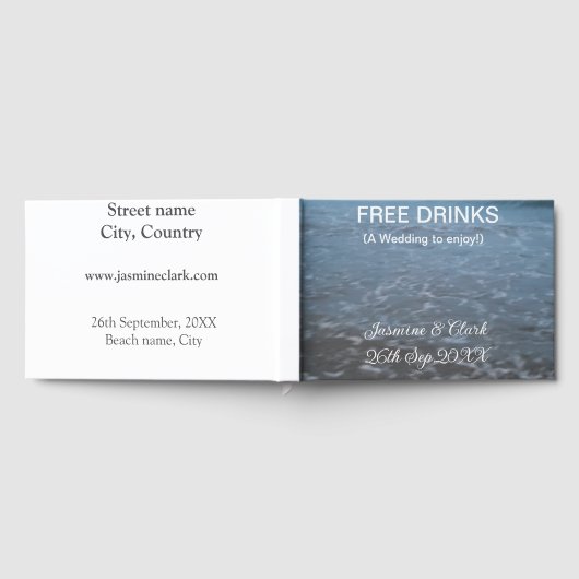 Free drinks save the date beach wedding add name  ゲストブック (全面)