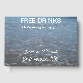 Free drinks save the date beach wedding add name ゲストブック