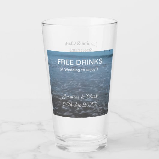 Free drinks save the date beach wedding add name  タンブラーグラス (正面)