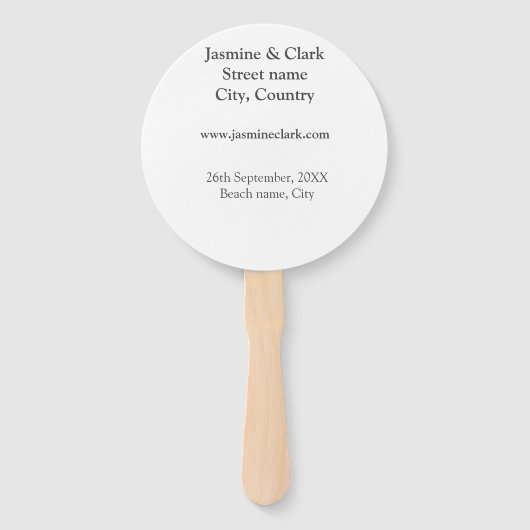 Free drinks save the date beach wedding add name  ハンドファン (裏面)