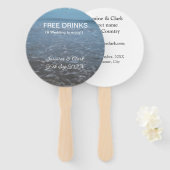 Free drinks save the date beach wedding add name  ハンドファン (正面&裏面)