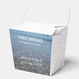 Free drinks save the date beach wedding add name フェイバーボックス