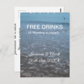 Free drinks save the date beach wedding add name  ポストカード (正面/裏面)
