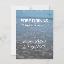 Free drinks save the date beach wedding add name ポストカード