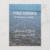 Free drinks save the date beach wedding add name  ポストカード (正面)