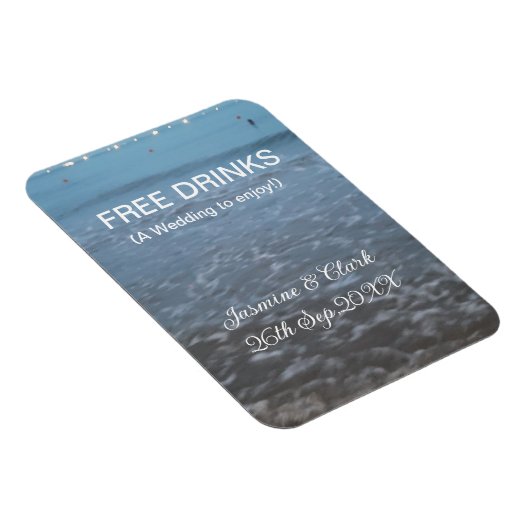 Free drinks save the date beach wedding add name  マグネット (右側)