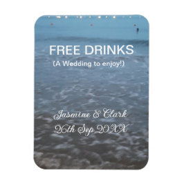 Free drinks save the date beach wedding add name マグネット