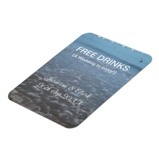 Free drinks save the date beach wedding add name  マグネット (左側)