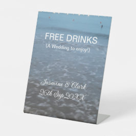 Free drinks save the date beach wedding add name 台座サイン