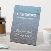 Free drinks save the date beach wedding add name  台座サイン (インサイチュ)