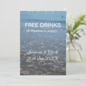 Free drinks save the date beach wedding add name  招待状 (スタンド正面)