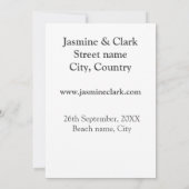 Free drinks save the date beach wedding add name  招待状 (裏面)