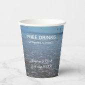 Free drinks save the date beach wedding add name  紙コップ (正面)