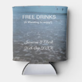 Free drinks save the date beach wedding add name  缶クーラー (正面)