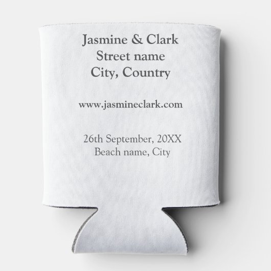 Free drinks save the date beach wedding add name  缶クーラー (裏面)