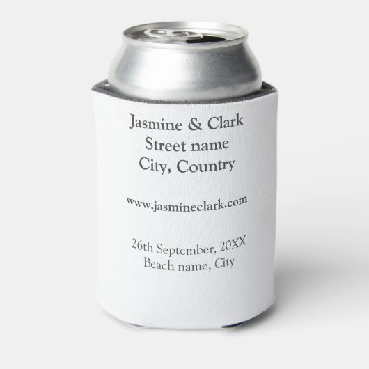 Free drinks save the date beach wedding add name  缶クーラー (缶裏面)