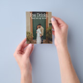 Free DrinksRetro Photo Wedding Save The Date Flyer チラシ (手)