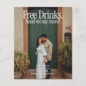Free DrinksRetro Photo Wedding Save The Date Flyer チラシ (正面)