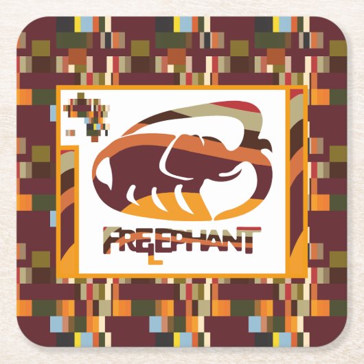 FREE ELEPHANT BY MASANSER PIXELAT スクエアペーパーコースター (正面)