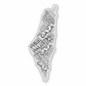 Free Gaza Free Palestine Map Cloud Word シール (正面)