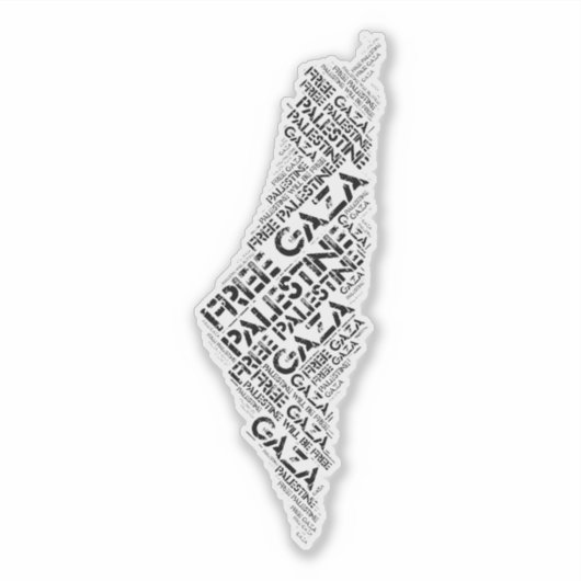 Free Gaza Free Palestine Map Cloud Word シール (正面)