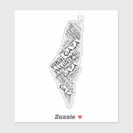 Free Gaza Free Palestine Map Cloud Word シール
