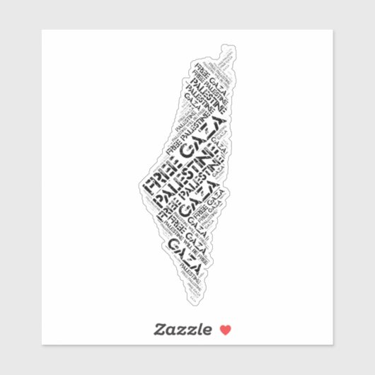 Free Gaza Free Palestine Map Cloud Word シール (シート)