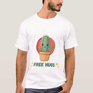 Free Hugs Cactus Funny T-shirt for Men Tシャツ