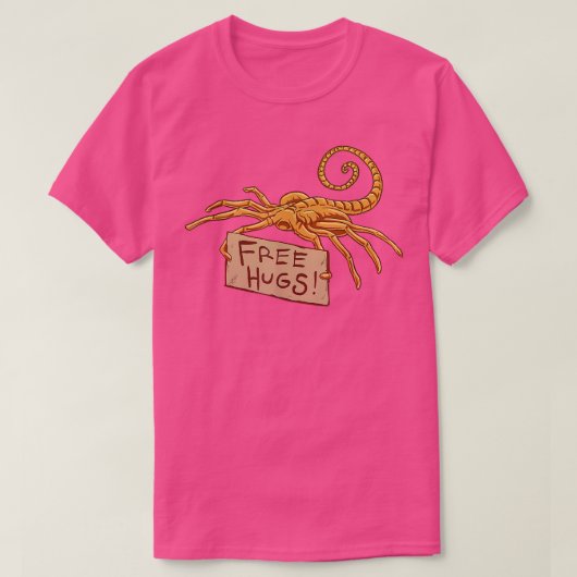 Free Hugs Funny Facehugger Aliens Tシャツ (デザイン正面)