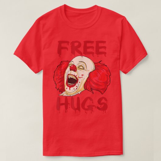 Free Hugs Halloween Evil Killer Scary Clown Horror Tシャツ (デザイン正面)