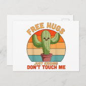 Free Hugs Just Kidding Don't Touch Me Cactus Funny シーズンポストカード (正面/裏面)