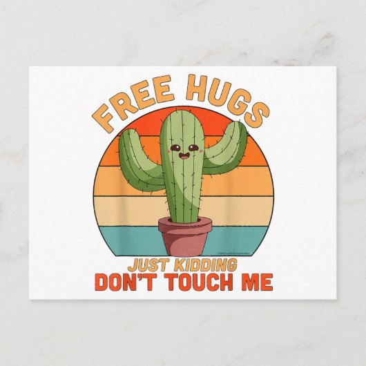 Free Hugs Just Kidding Don't Touch Me Cactus Funny シーズンポストカード (正面)