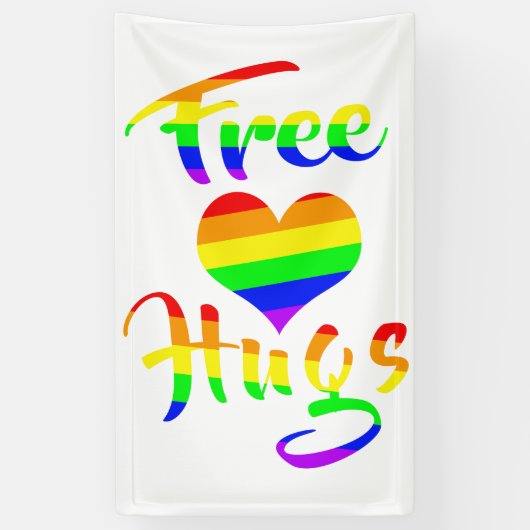 Free Hugs | LGBTQ+ Pride  横断幕 (縦)