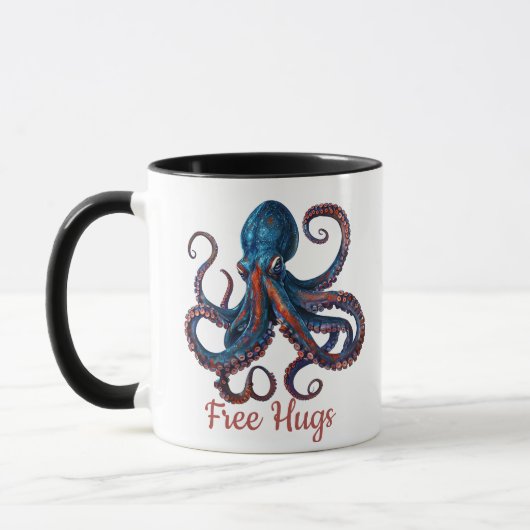 Free Hugs Octopus Mug - Funny Custom Coffee Cup マグカップ (左)