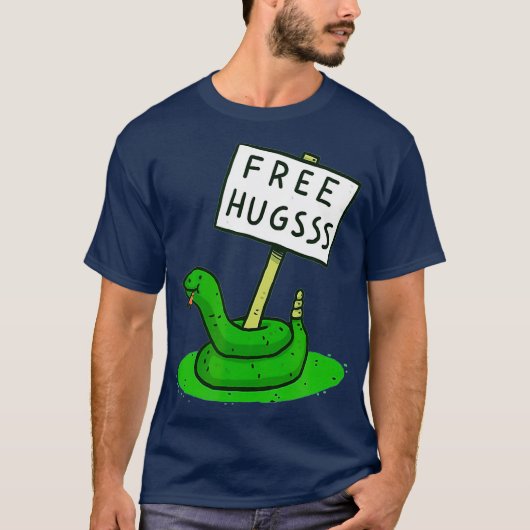 Free Hugsss Funny Cute Snake Hug Lovers Tシャツ (正面)