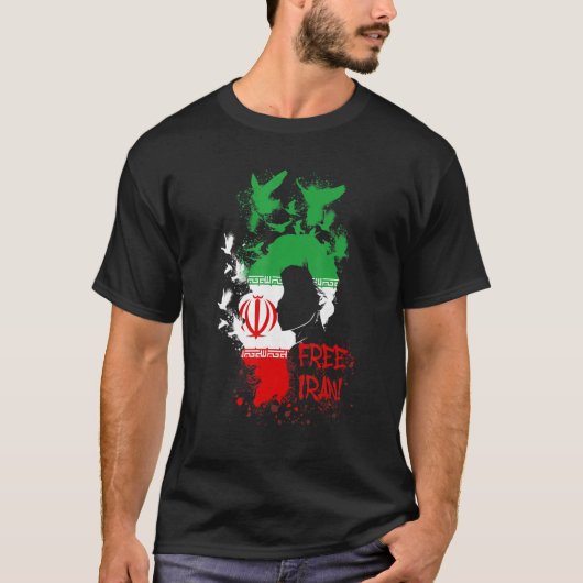 Free Iran, free the Iran, pigeons, hair, liberatio Tシャツ (正面)
