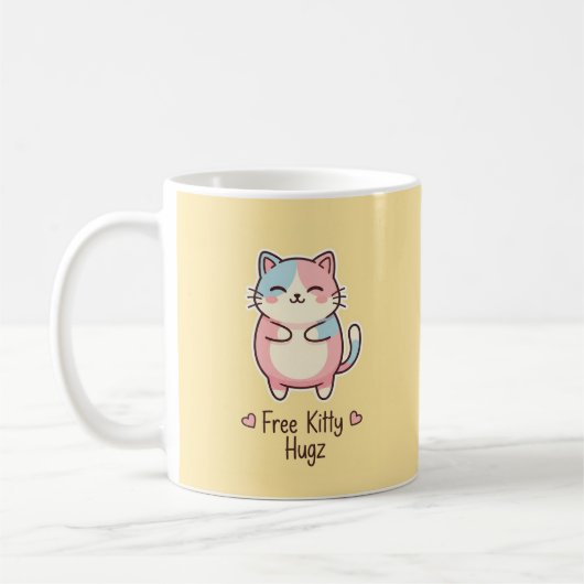 Free Kitty Hugz Cute Kawaii Cat Mug コーヒーマグカップ (左)
